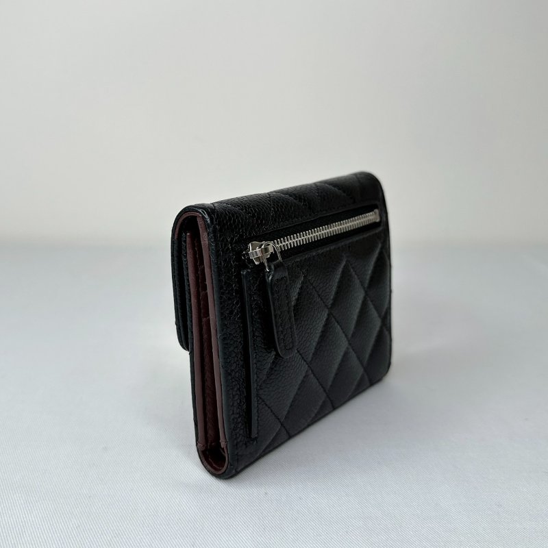 CHANEL 荔枝牛銀扣三折短夾-5