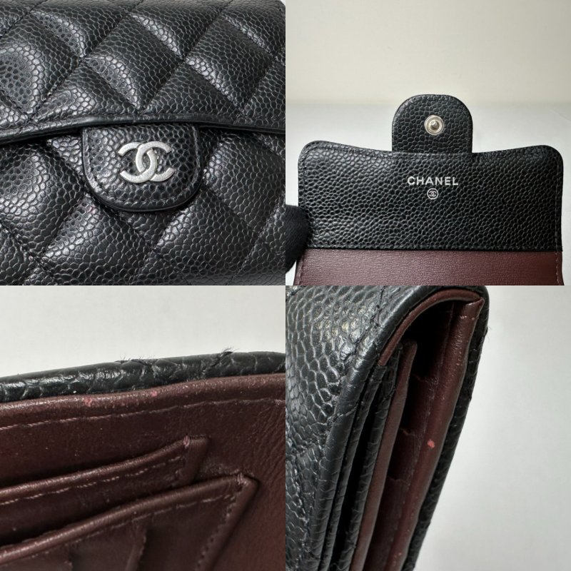 CHANEL 荔枝牛銀扣三折短夾-8