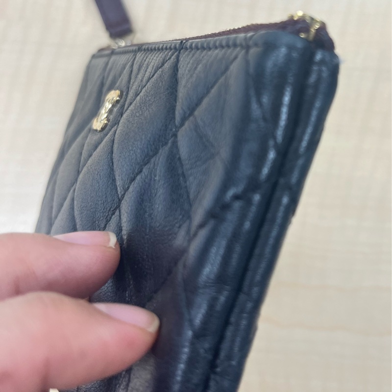 #香奈兒CHANEL 羊皮金釦一字拉零錢包👛-30