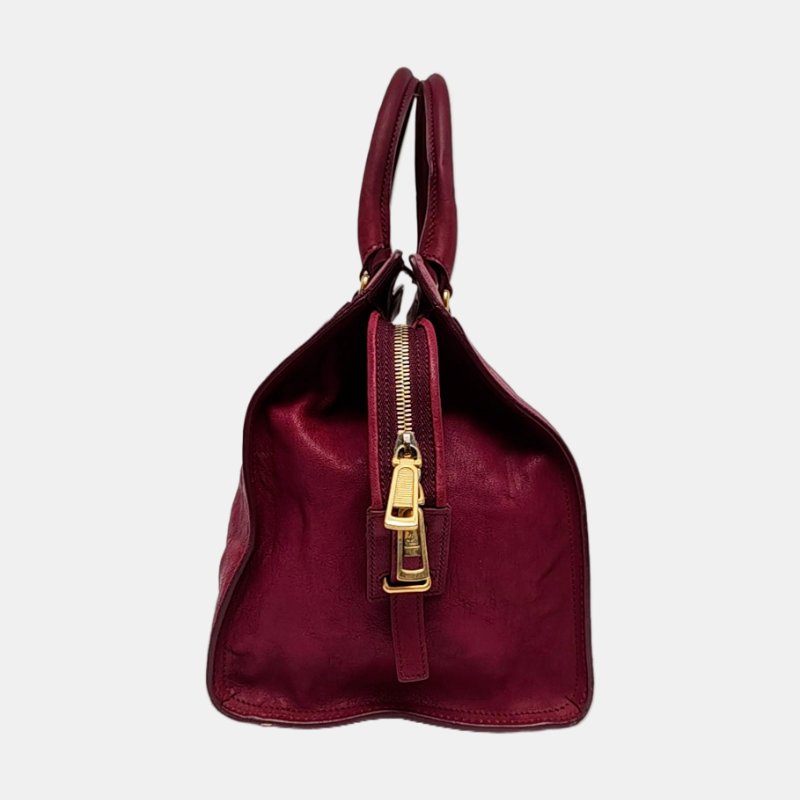 YSL CHYC Y LIGNE 中號 紫紅色牛皮手提包金色五金-3