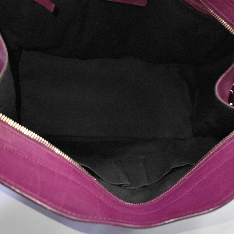YSL CHYC Y LIGNE 中號 紫紅色牛皮手提包金色五金-6
