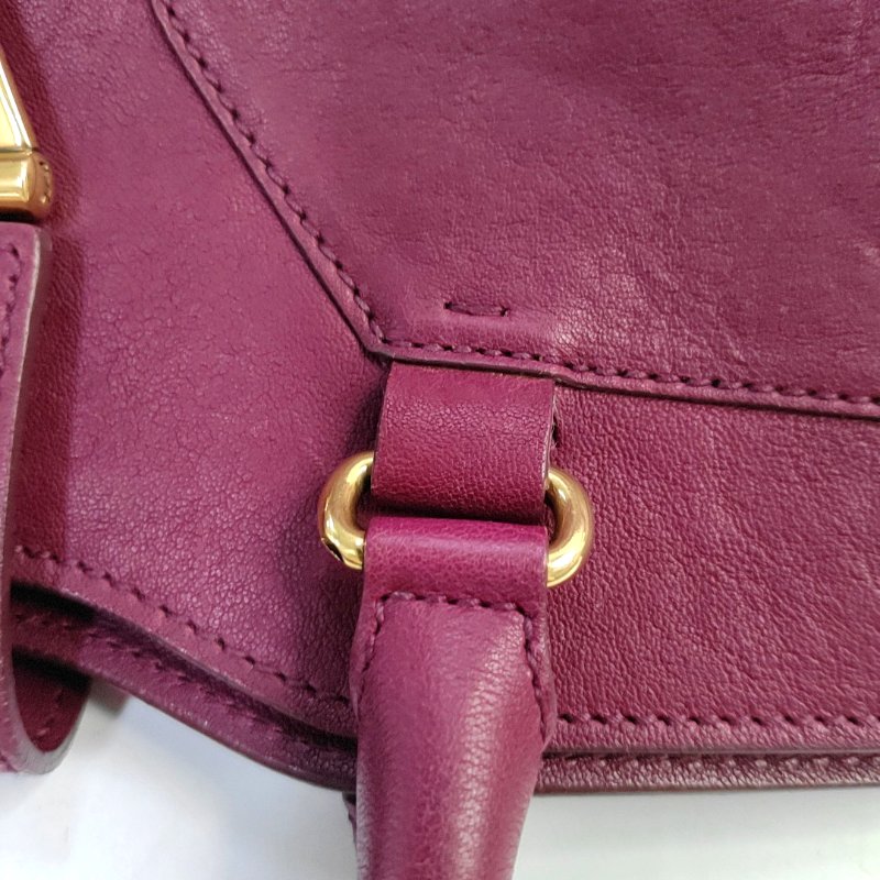 YSL CHYC Y LIGNE 中號 紫紅色牛皮手提包金色五金-9