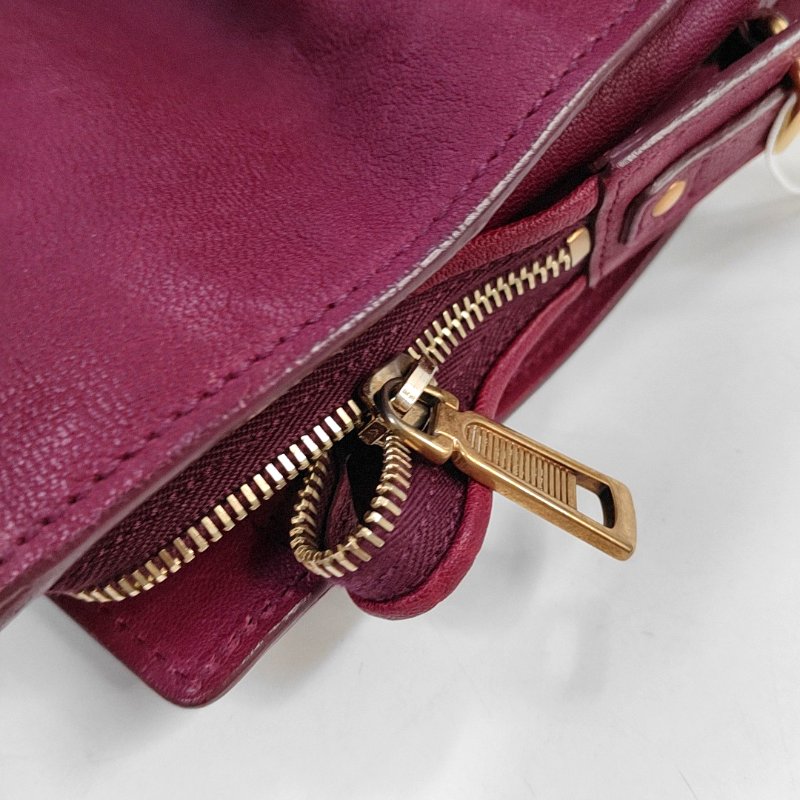 YSL CHYC Y LIGNE 中號 紫紅色牛皮手提包金色五金-16