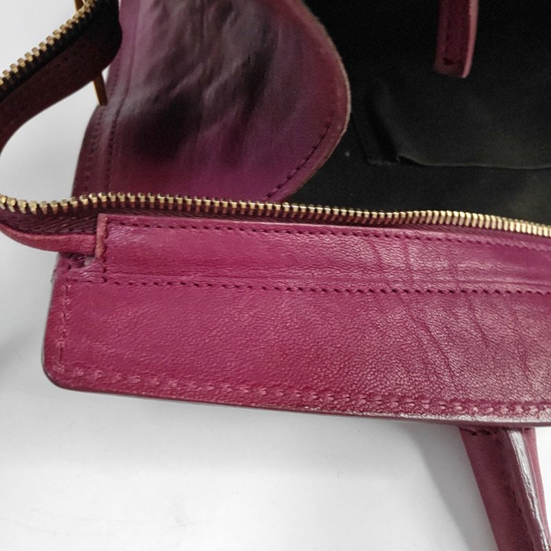 YSL CHYC Y LIGNE 中號 紫紅色牛皮手提包金色五金-17