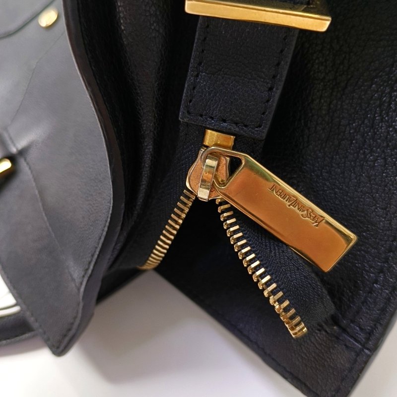 YSL CHYC Y LIGNE 小號 黑色牛皮肩背包 金色五金 可拆卸肩帶-12