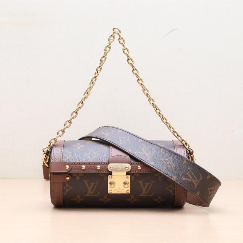 PAPILLON 巴比龍 TRUNK 鏈條圓桶包 老花 PVC 晶片-0