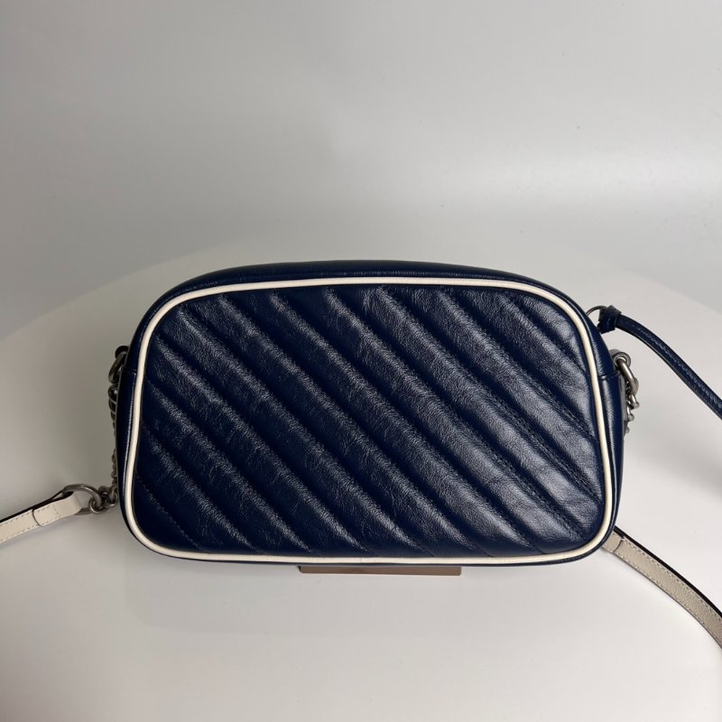 GUCCI 447632 藍螺旋白邊MARMONT相機包24CM-1