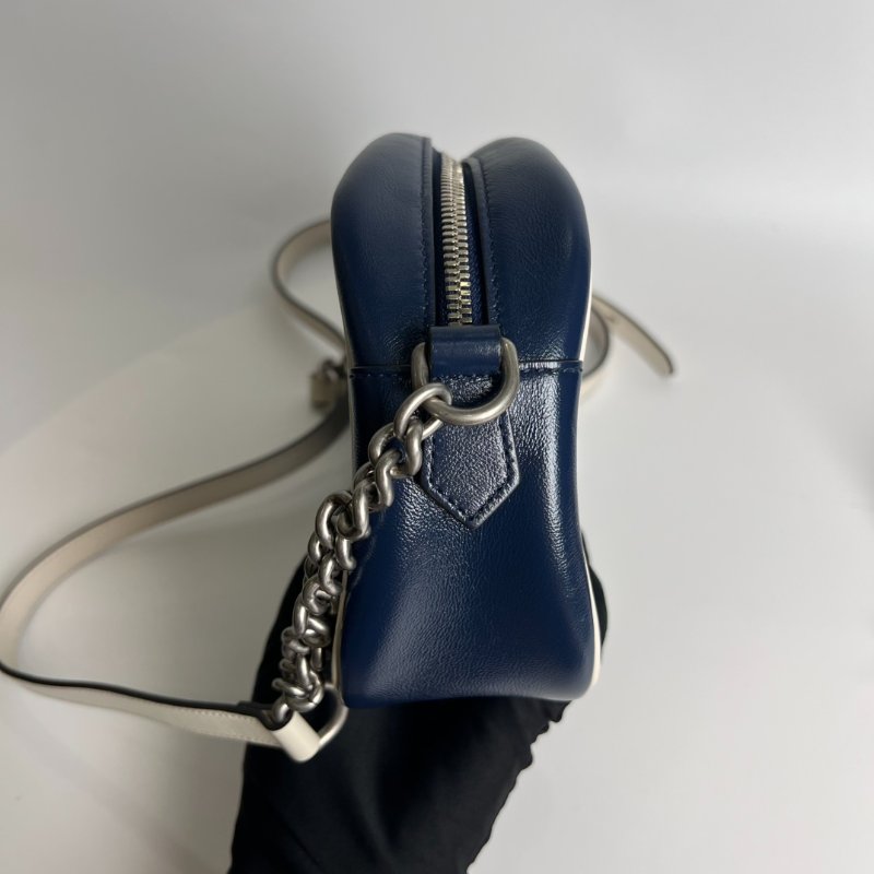 GUCCI 447632 藍螺旋白邊MARMONT相機包24CM-3