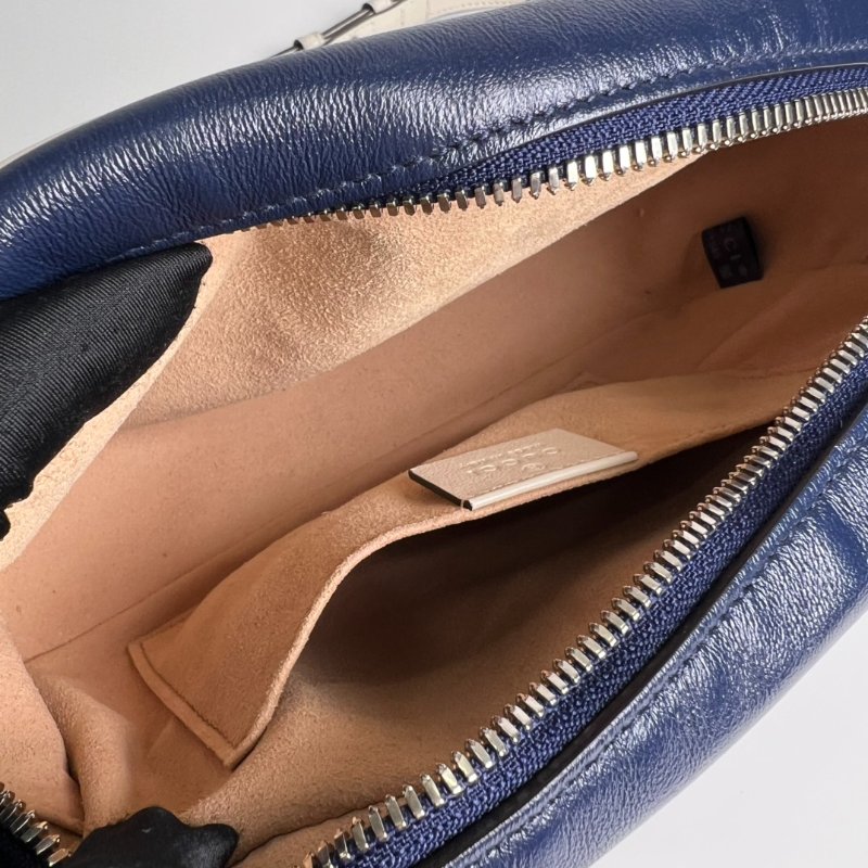 GUCCI 447632 藍螺旋白邊MARMONT相機包24CM-5