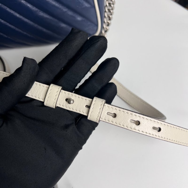 GUCCI 447632 藍螺旋白邊MARMONT相機包24CM-7