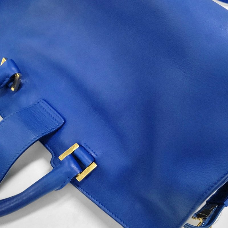 YSL CHYC Y LIGNE 小號 深藍色牛皮手提包肩背包 金色五金 可拆卸肩帶-11
