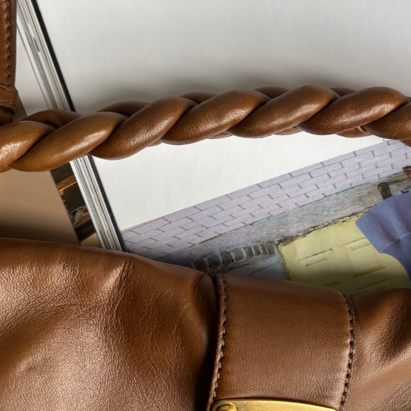 ::Miu Miu:: Coffer Hobo 棕色皮革可芙大肩背包 手提包 斜背包 Brown Matelassé Leather-8