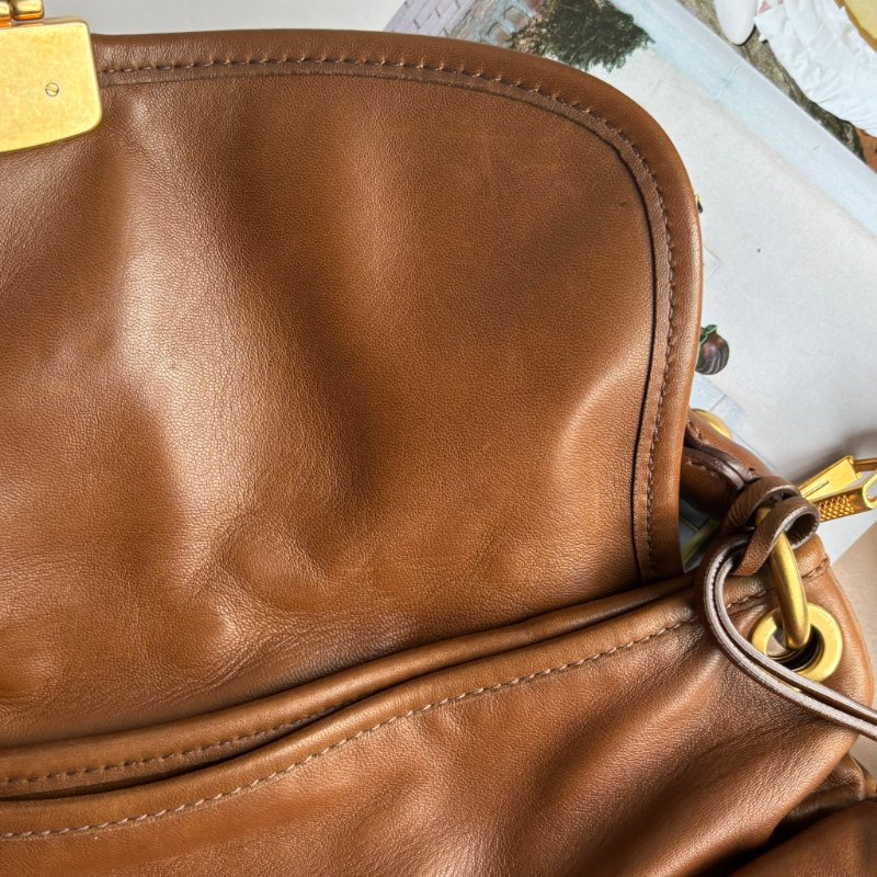 ::Miu Miu:: Coffer Hobo 棕色皮革可芙大肩背包 手提包 斜背包 Brown Matelassé Leather-43