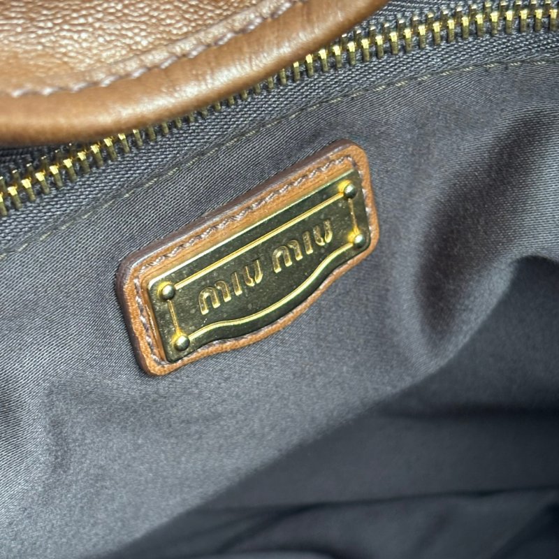 ::Miu Miu:: Coffer Hobo 棕色皮革可芙大肩背包 手提包 斜背包 Brown Matelassé Leather-55