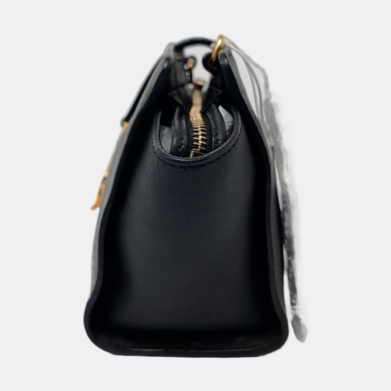 YSL 黑色牛皮斜背包肩背包 金色五金可拆卸肩帶-2