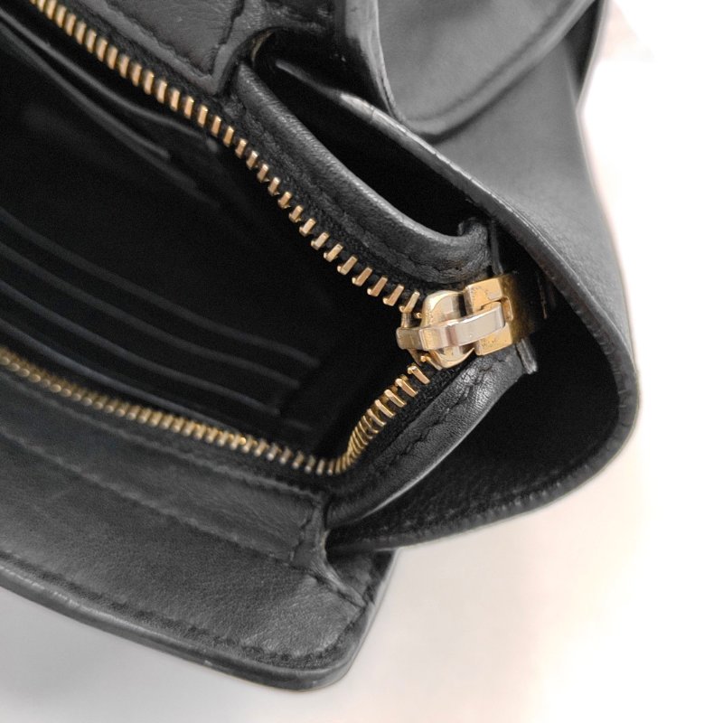 YSL 黑色牛皮斜背包肩背包 金色五金可拆卸肩帶-13