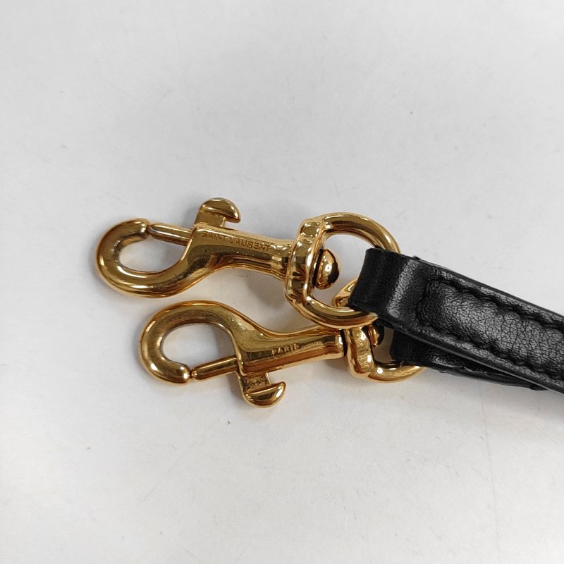 YSL 黑色牛皮斜背包肩背包 金色五金可拆卸肩帶-15