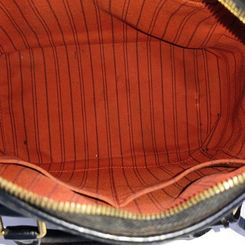 LOUIS VUITTON SPEEDY 25 黑色牛皮老花壓紋波士頓包手提包 金色五金-6