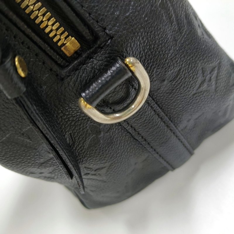 LOUIS VUITTON SPEEDY 25 黑色牛皮老花壓紋波士頓包手提包 金色五金-14