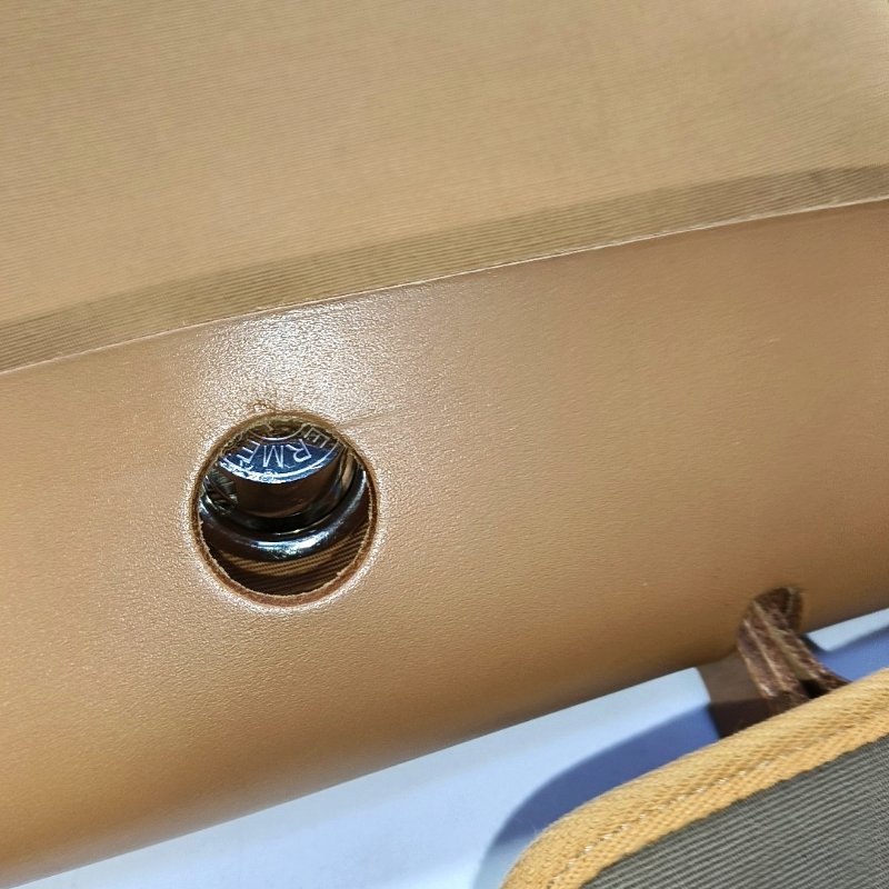 HERMÈS Herbag 31 芝麻棕帆布肩背包手提包 銀色五金 Z刻 子袋可拆卸肩帶-9