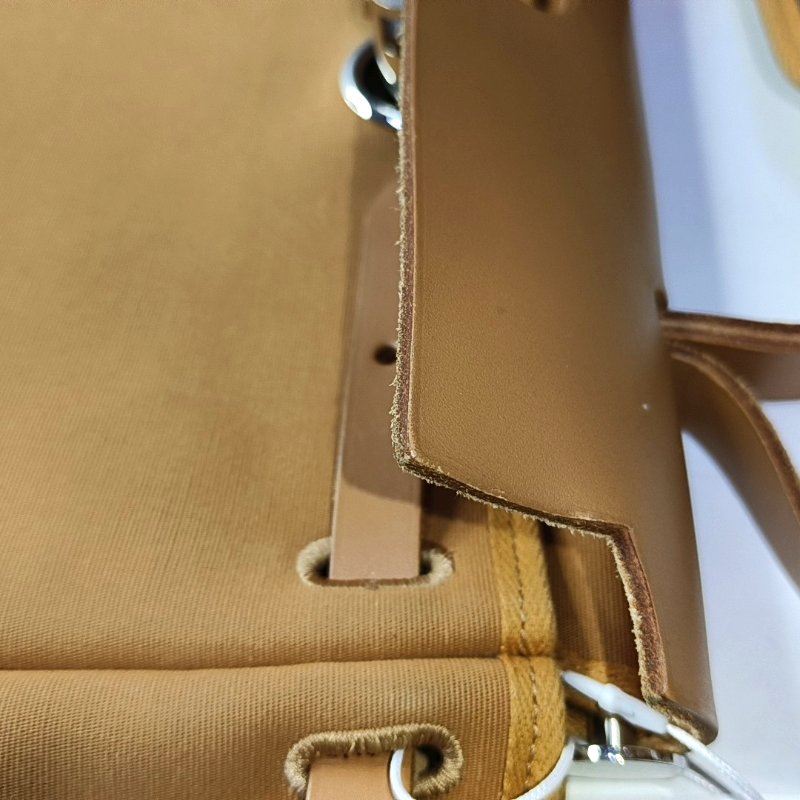 HERMÈS Herbag 31 芝麻棕帆布肩背包手提包 銀色五金 Z刻 子袋可拆卸肩帶-10