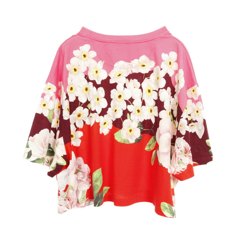 Valentino 棉質T卹上衣,粉紅多色花卉圖案,二手女款S碼-1