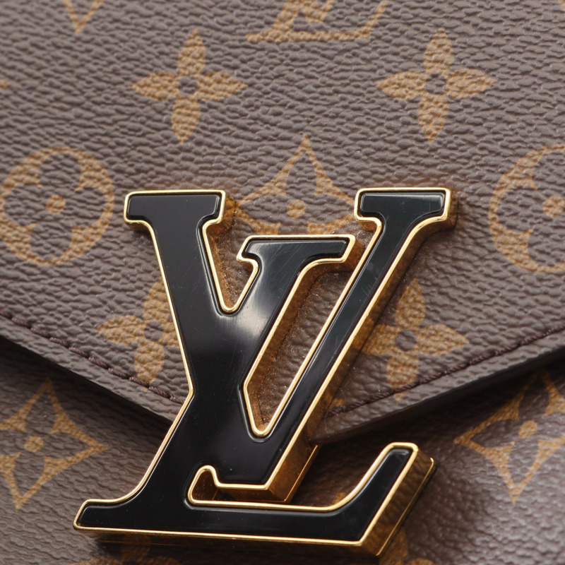 LOUIS VUITTON Passy 單肩包 M45592 Monogram 帆布皮革棕色黑色二手-7