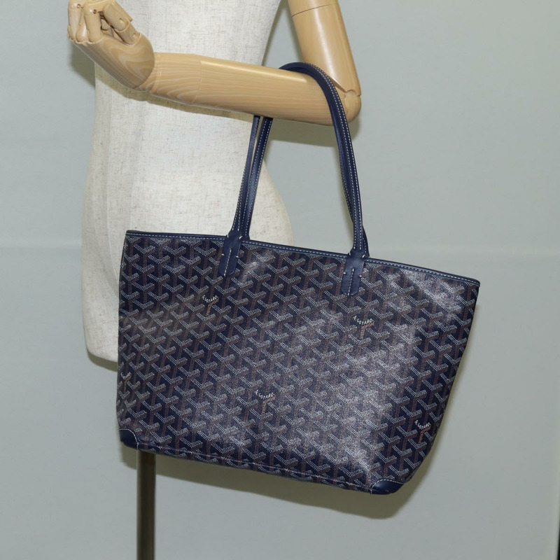 【日本直送】GOYARD 人字形 Artois PM 手提包 PVC 皮革 藍色 正品 BA5176M-22
