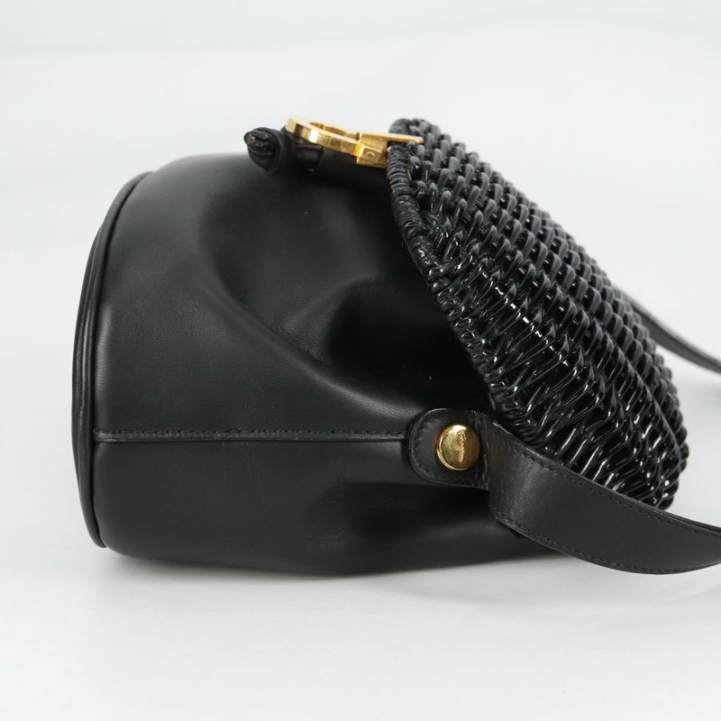 【日本直送】Salvatore Ferragamo Gancini 單肩包 藤條 黑金 正品 141501V-3