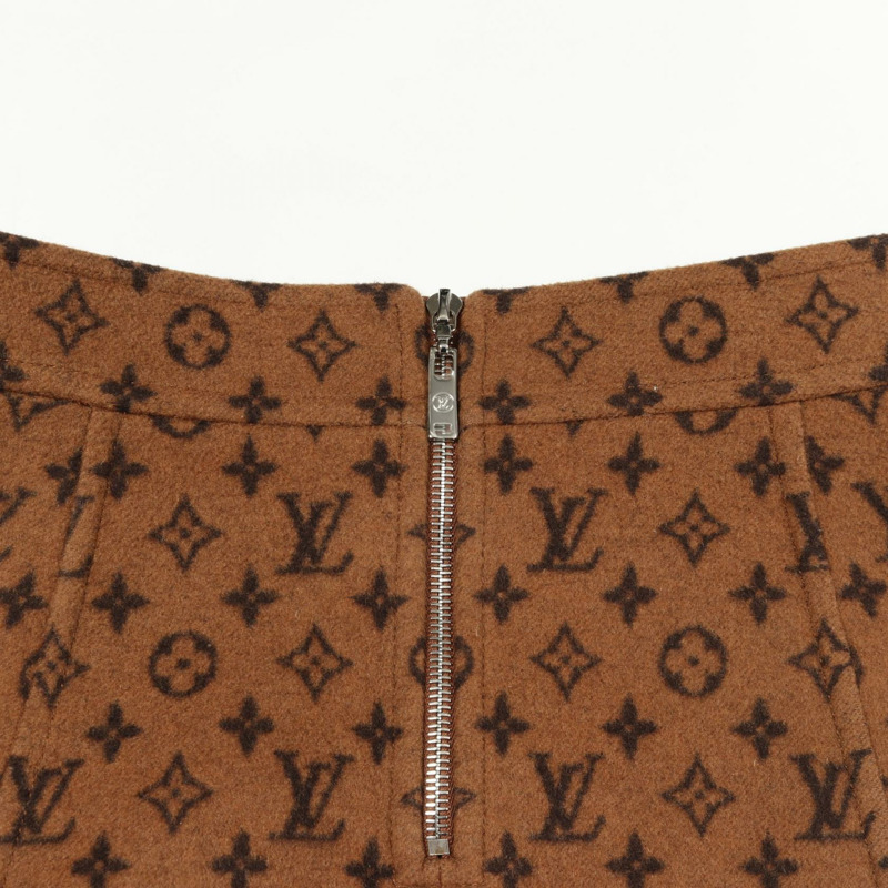 LOUIS VUITTON Monogram 半身裙 RW201W QS3 FISK01 羊毛 棕色 二手 女款 #34-4