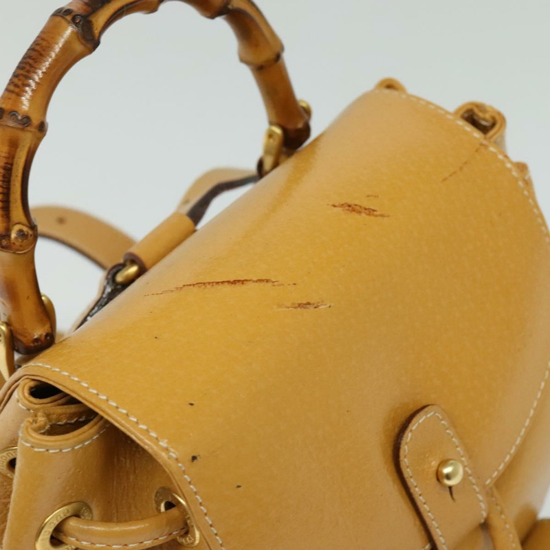 【日本直送】GUCCI 竹節雙肩包 皮革 米色 金色 003 2034 0030 正品 ep10604-5