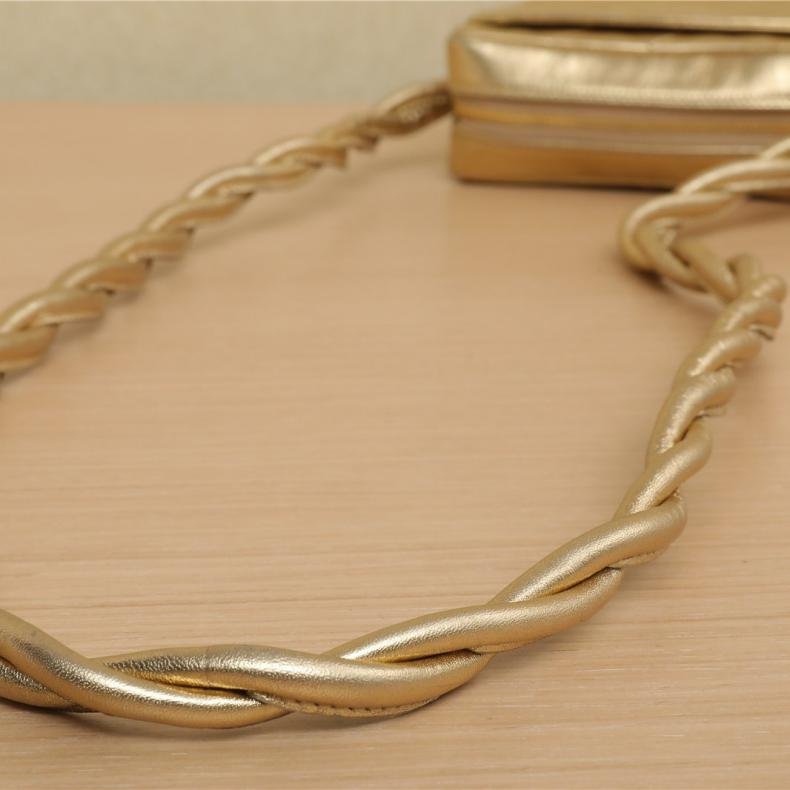 中古 麻花肩带斜挎包 金色 4开-4