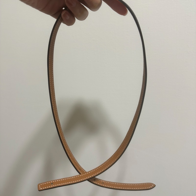 Hermes 皮帶 70cm 金棕 黑 配金扣 二手用一次-30