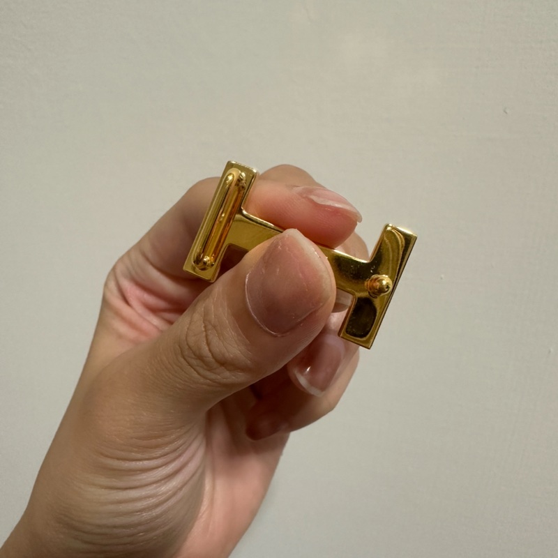 Hermes 皮帶 70cm 金棕 黑 配金扣 二手用一次-36