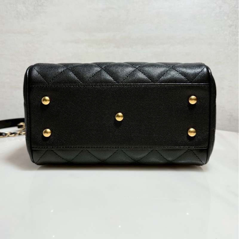 Chanel 25A保齡球包 黑金荔枝牛 晶片款 全新品-7