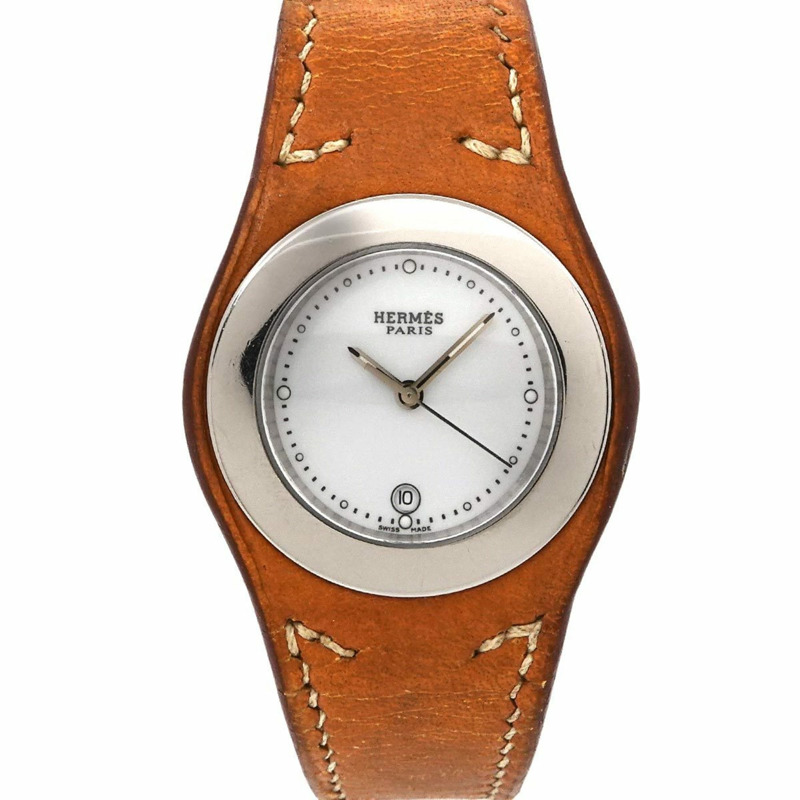 Hermès Arne HA3 210 女士日期白色石英腕錶-0