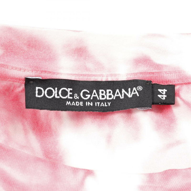 DOLCE & GABBANA DG 標誌 T 卹棉白色藍色粉紅二手男式-2
