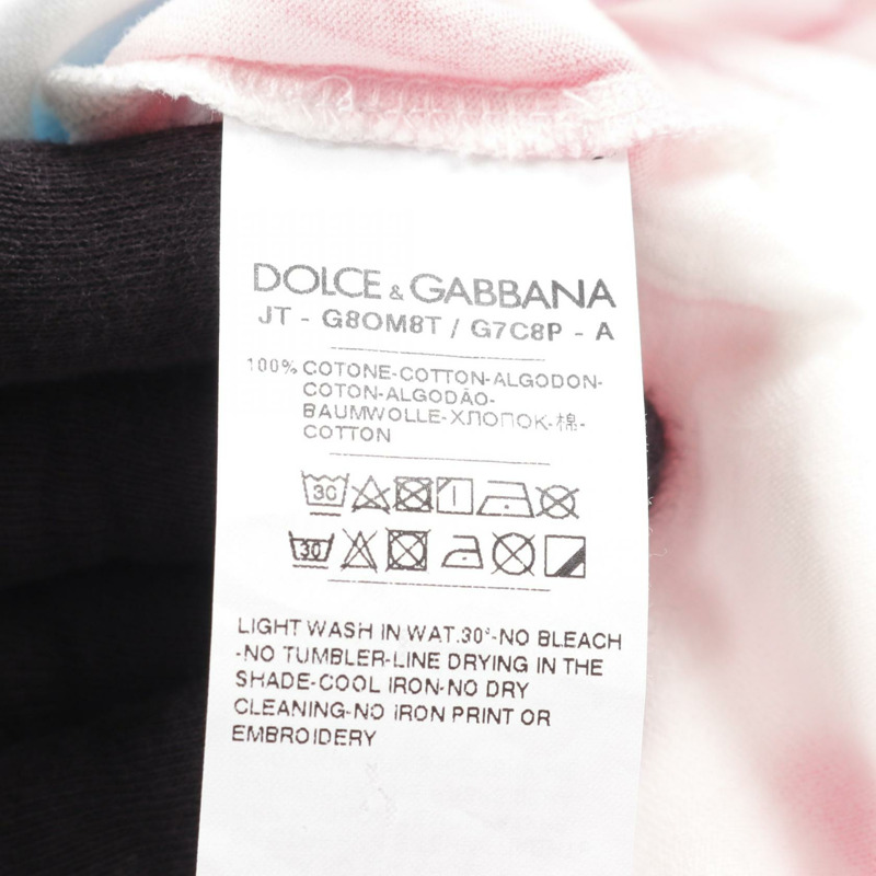 DOLCE & GABBANA DG 標誌 T 卹棉白色藍色粉紅二手男式-3
