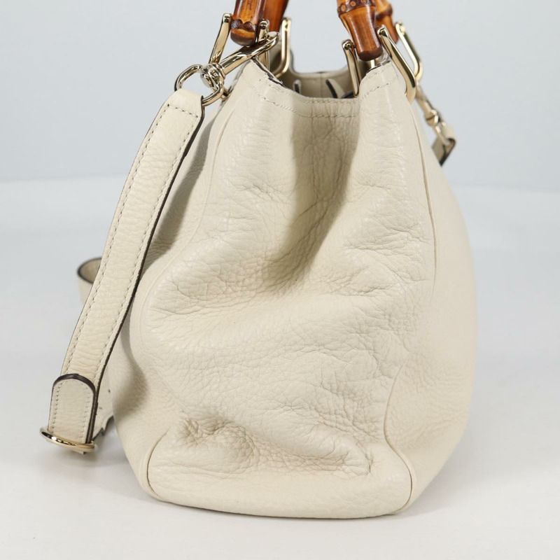 【日本直送】GUCCI 竹節手提包 皮革 2 向 白色 金色 336032 正品 135213V-2