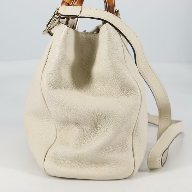 【日本直送】GUCCI 竹節手提包 皮革 2 向 白色 金色 336032 正品 135213V-3