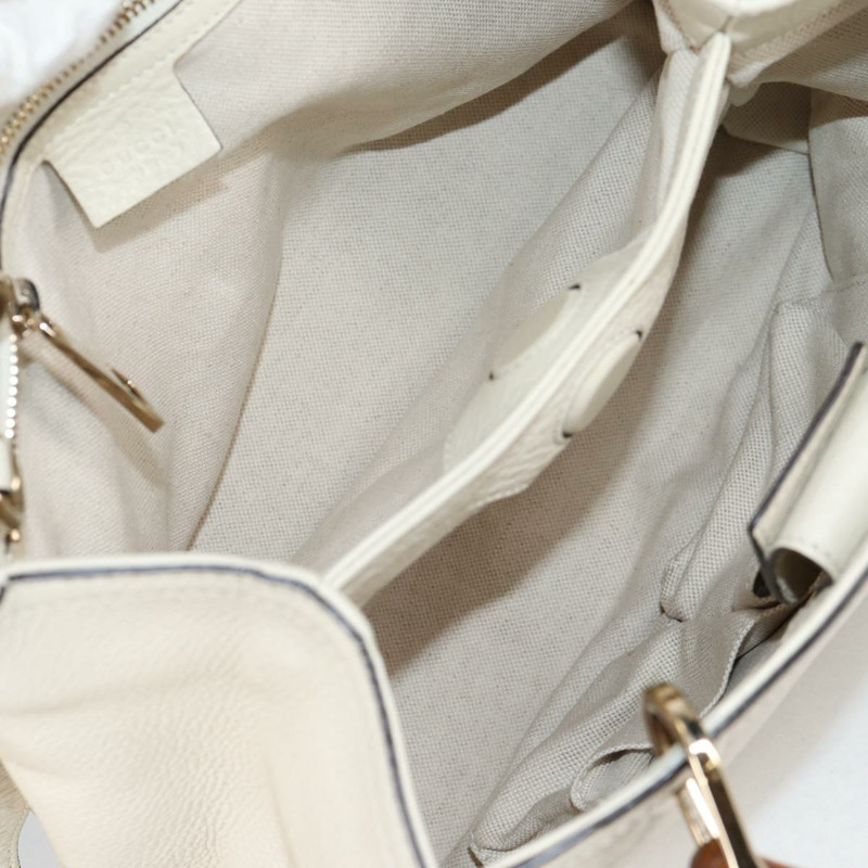 【日本直送】GUCCI 竹節手提包 皮革 2 向 白色 金色 336032 正品 135213V-8