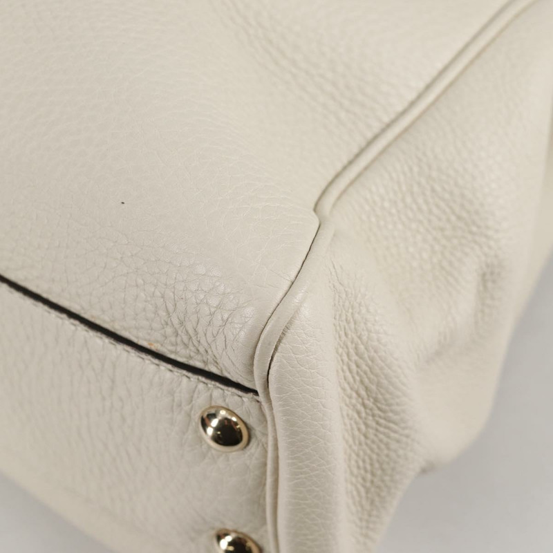 【日本直送】GUCCI 竹節手提包 皮革 2 向 白色 金色 336032 正品 135213V-18