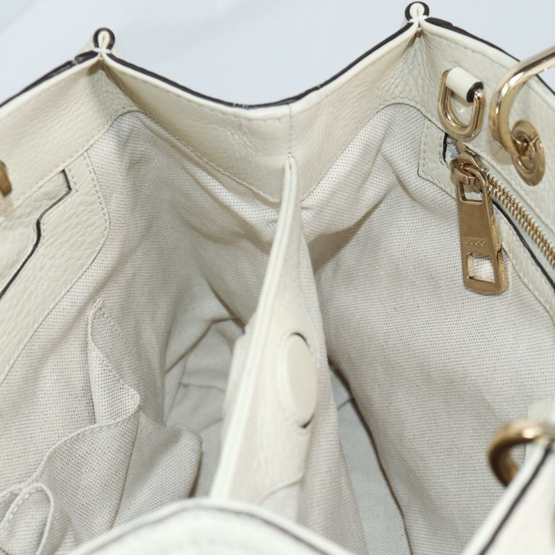 【日本直送】GUCCI 竹節手提包 皮革 2 向 白色 金色 336032 正品 135213V-23