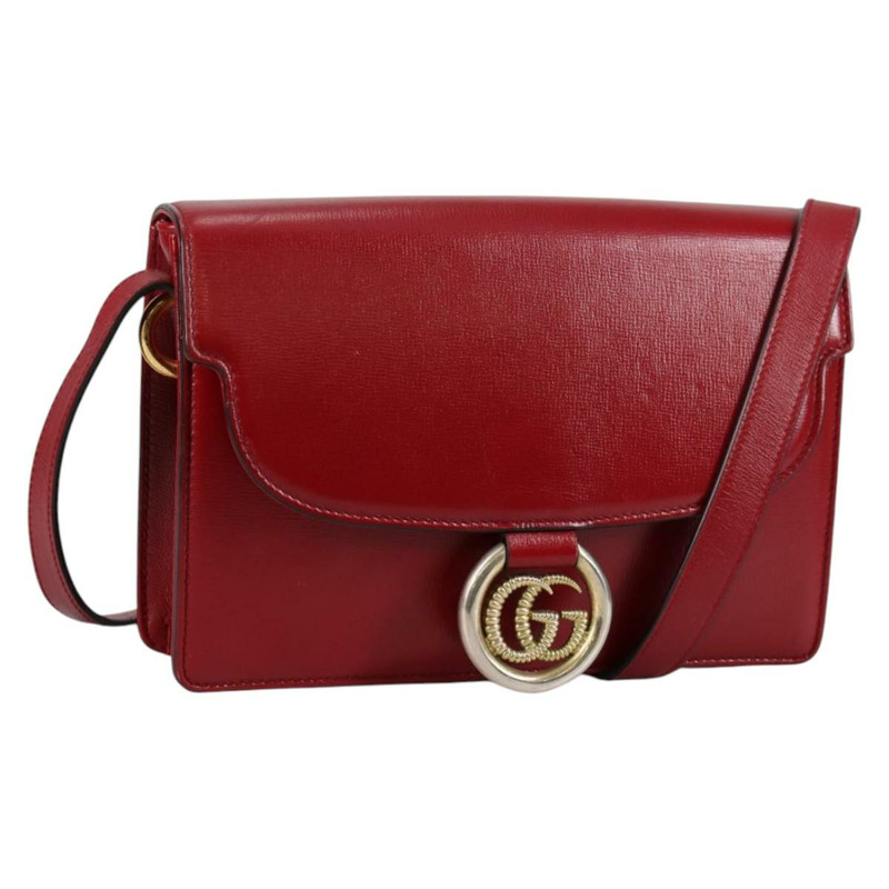 【日本直送】GUCCI GG Marmont 單肩包 皮革 紅色 金色 589474 正品 BA5558V-0