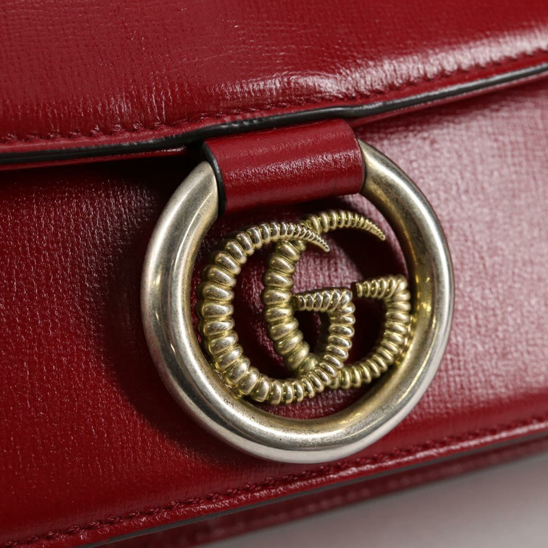 【日本直送】GUCCI GG Marmont 單肩包 皮革 紅色 金色 589474 正品 BA5558V-17