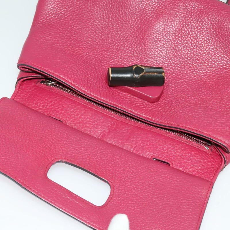 【日本直送】GUCCI 竹節日常手提包 皮革 兩用 粉紅色 銀色 370831 正品 BA5180-9