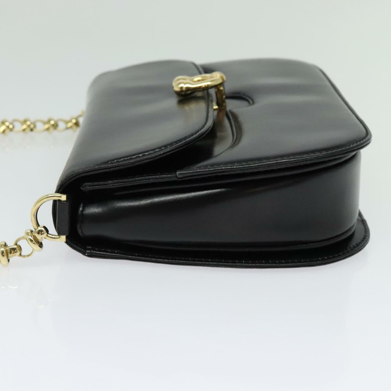 【日本直送】GUCCI 鏈條單肩包 皮革 黑金 004 406 0473 正品 ep10895-2