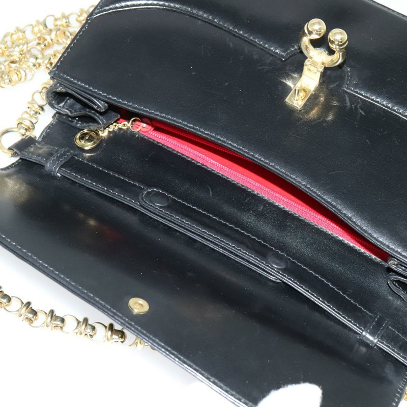 【日本直送】GUCCI 鏈條單肩包 皮革 黑金 004 406 0473 正品 ep10895-9