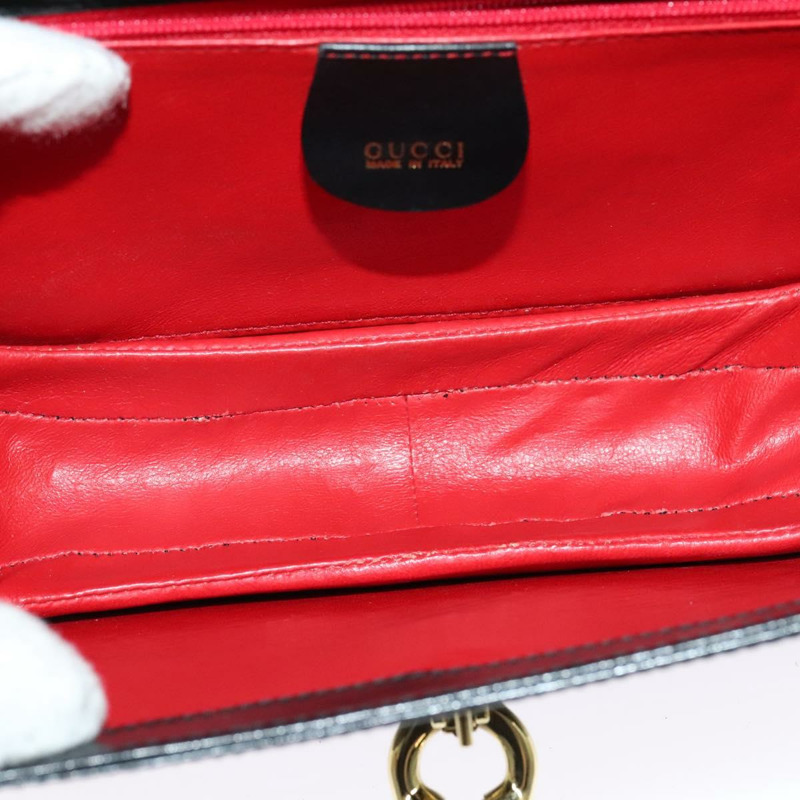 【日本直送】GUCCI 鏈條單肩包 皮革 黑金 004 406 0473 正品 ep10895-10
