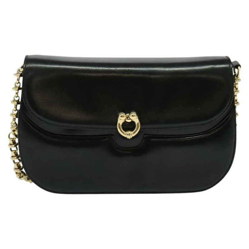 【日本直送】GUCCI 鏈條單肩包 皮革 黑金 004 406 0473 正品 ep10895-12